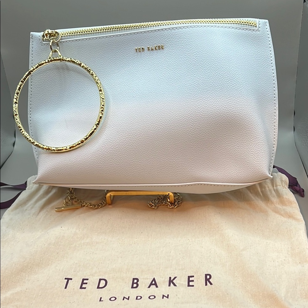 Preloved Ted Baker White Wristlet with Gold Accents
